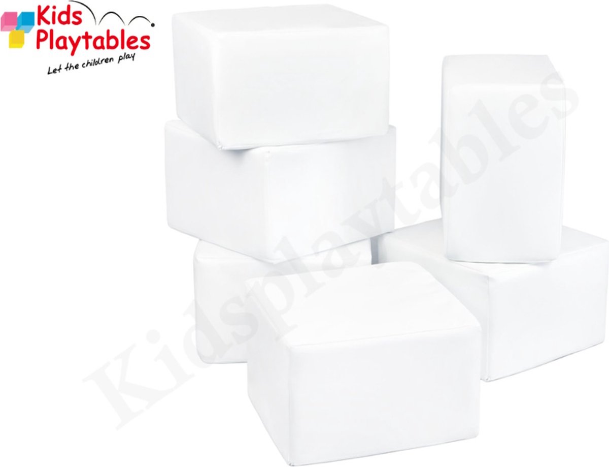 Soft Play Foam Blokken set 6 stuks wit | speelblokken | baby speelgoed | foamblokken | bouwblokken | Soft play speelgoed | schuimblokken